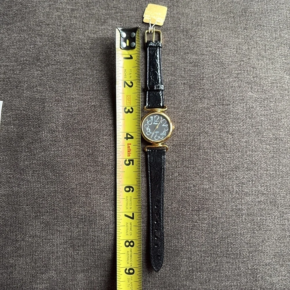 Vintage Inmode Watch Women 32mm Gold Tone Black Retro Dial Not Running